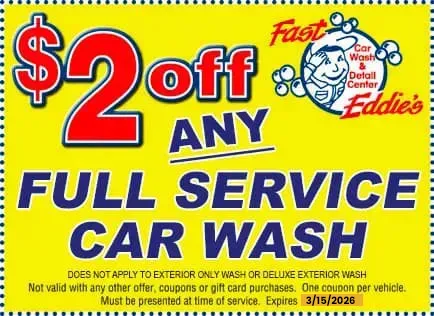 $2 Off any full service car wash. Expires 3/15/2026